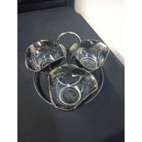 Dorothy Thorpe  Style 3 Compartment Compote Dishes With Caddy - Picture 4 of 9